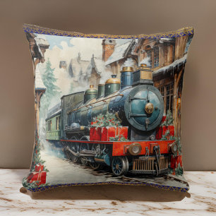 Almofada Natal Holly Train Winter Snow Cushion