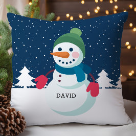 Almofada Natal Menino Boneco de Neve Personalizado