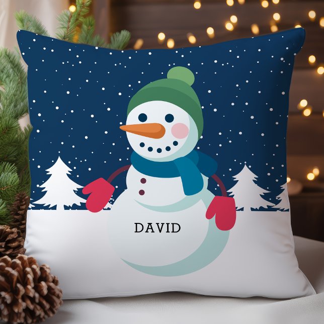 Almofada Natal Menino Boneco de Neve Personalizado (Criador carregado)