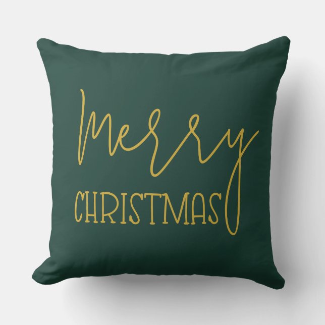 Almofada Natal Mínimo Dourado e  Emerald Verde (Frente)