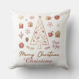 Almofada Natal Moderno Elegante Dourado & Vermelho Design M
