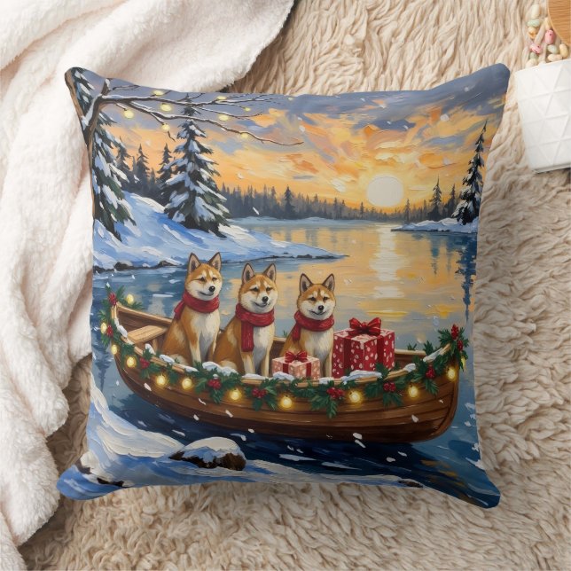 Almofada Natal no Barco Akita Férias (Cobertor)