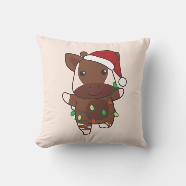 Almofada Natal Okapi Feriado de Animais de inverno Okapis (Frente)