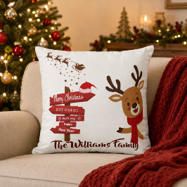 Almofada Natal Personalizado Alegre Renas Fofo