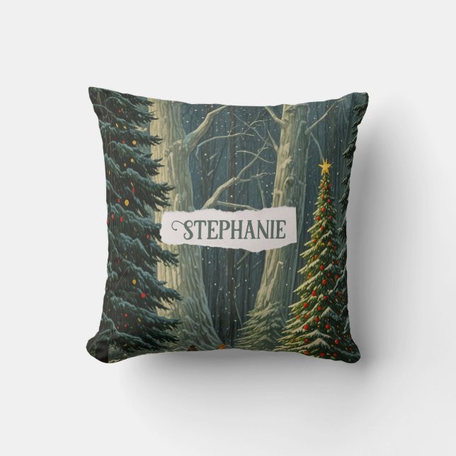 Almofada Natal Personalizado do Solstce Spruce (Frente)