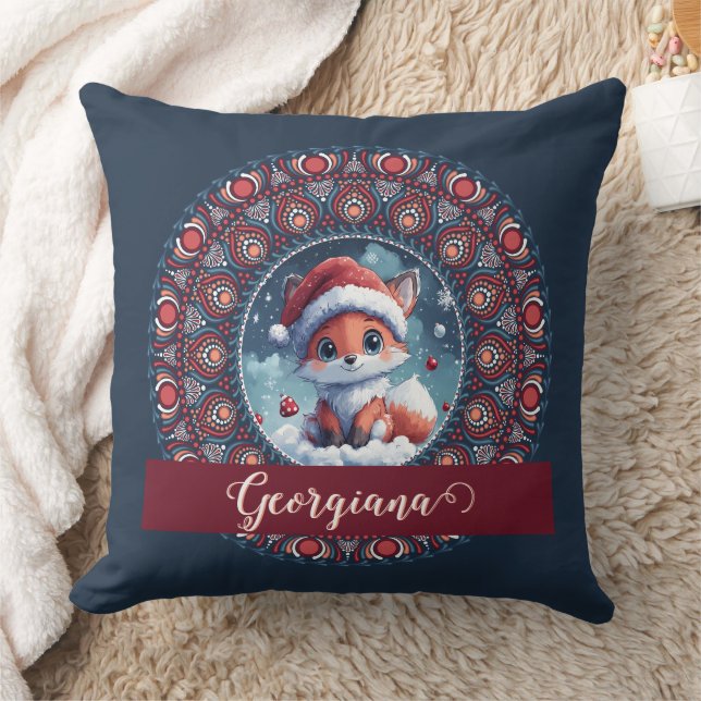 Almofada Natal Personalizado Kawaii Fox Dot Mandala (Cobertor)