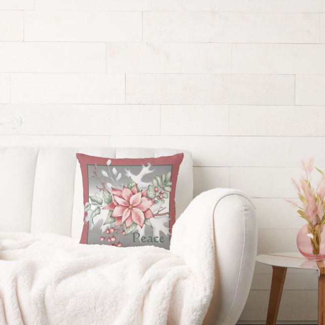 Almofada Natal personalizado para poinsettia de aquarela el (Sofá)