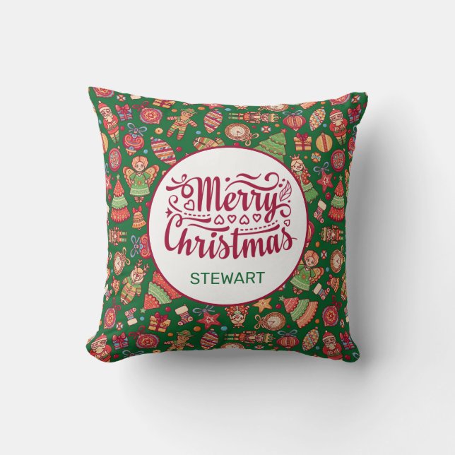 Almofada Natal Personalizado Retro Alegre (Frente)