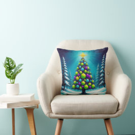 Almofada Natal Pop Art com Neon Verde Azul Roxo