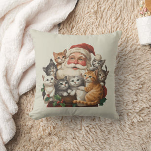 Almofada Natal Retro Papai Noel & Gatinhos Inverno 90s