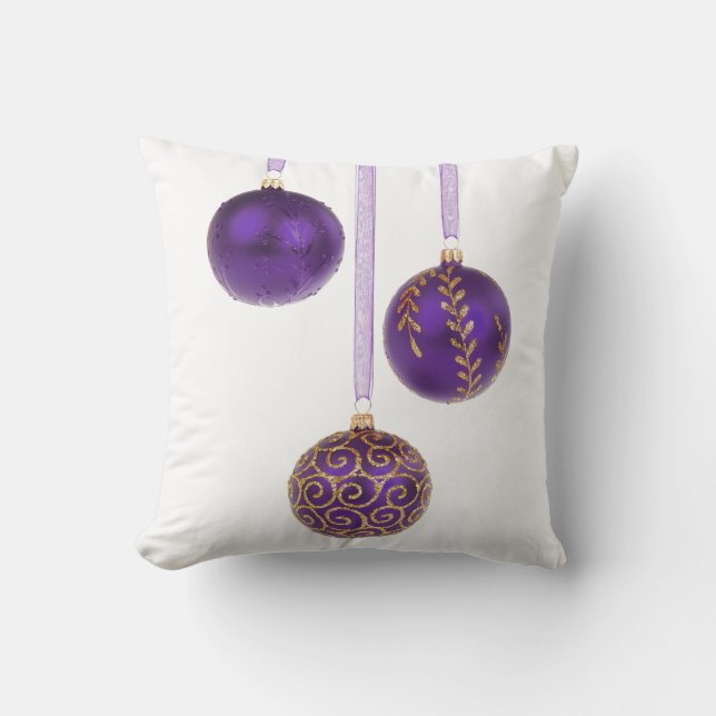 Almofada Natal roxo Amethyst da lavanda do Winterberry (Frente)