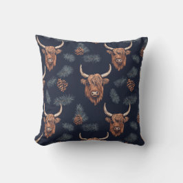 Almofada Natal Rustic Dark and Moody Highland Cow