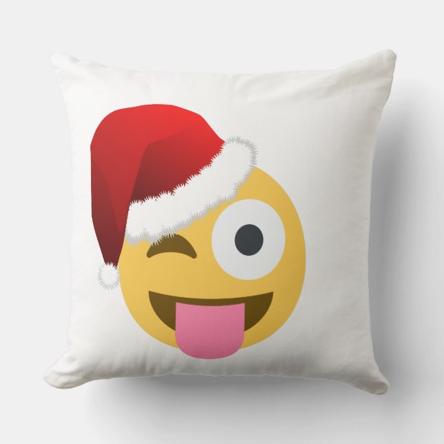 Almofada natal santa claus winking emoji (Frente)