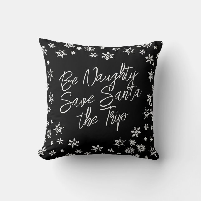 Almofada Natal Seja travesso Salve Papais noeis Trip Black  (Frente)