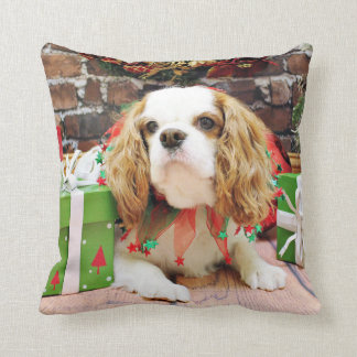 Almofada Natal - Spaniel de rei Charles descuidado Mei Mei