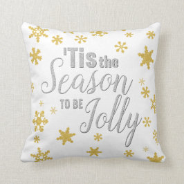 Almofada Natal Tis A Época Snowflake Silver Dourada