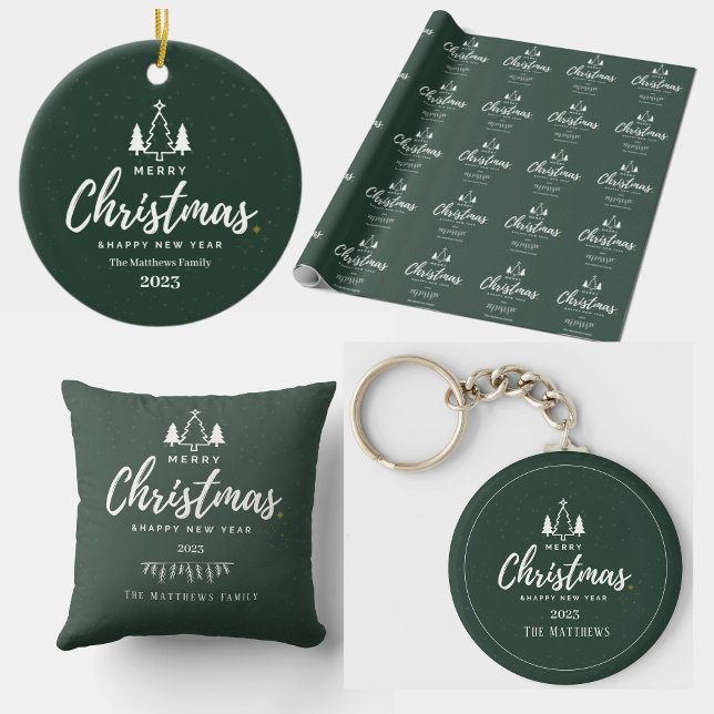 Almofada Natal verde e Feliz ano novo 2023 (Criador carregado)