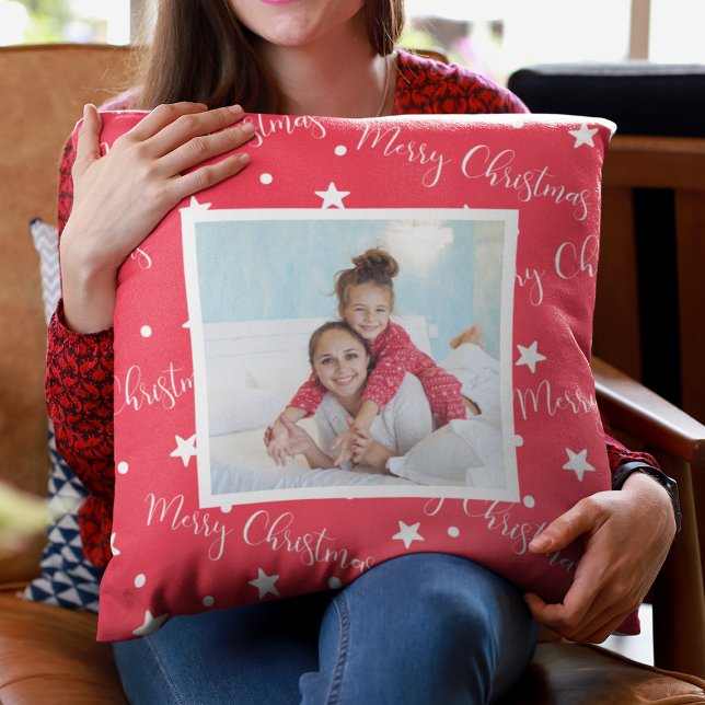 Almofada Natal Vermelho da Foto Personalizada da Tia Niece (Aunt Niece Custom Photo Red Christmas Throw Pillow
)