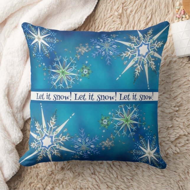 Almofada Natal Vintage "Deixe Nevar" Floco de Neve (Cobertor)