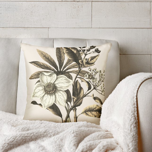 Almofada Natal vintage legante Beige Floral (Criador carregado)