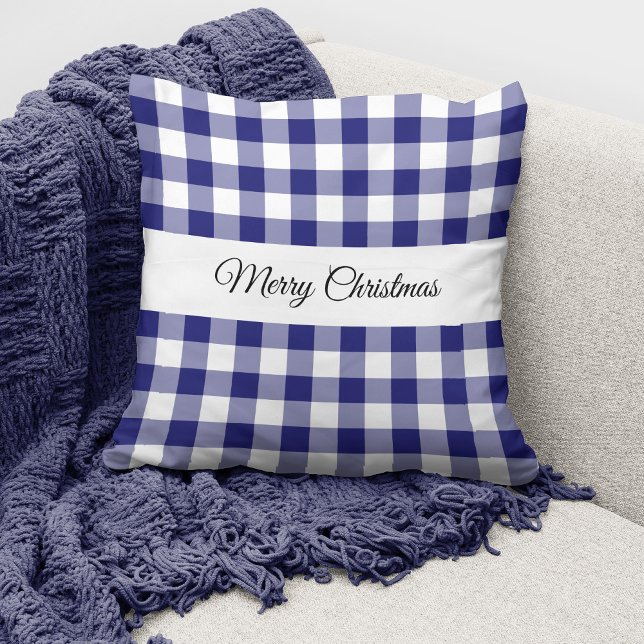 Almofada Natal Xadrez Azul Clássico (Criador carregado)