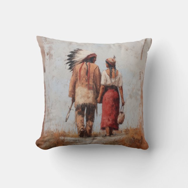 Almofada Native American Couple Throw Pillow (Frente)