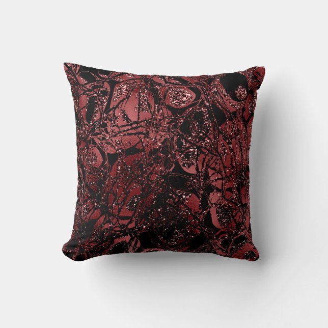 Almofada Nature Glitter Abstrato Maroon Black Burgundy (Frente)