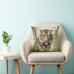 Almofada Natureza Animal Tigre Bamboo