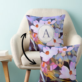 Almofada Natureza Fotografia Roxo e Azul Floral