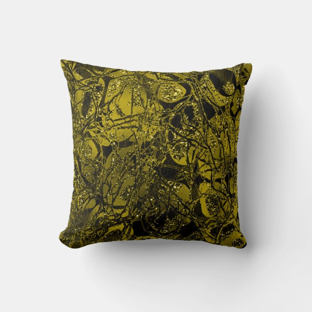 Almofada Natureza Glitter Abstrato Chartreuse Mostarda Verd (Frente)