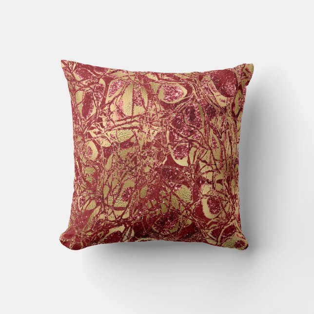 Almofada Natureza Glitter Abstrato Maroon Black Red Ruby Do (Frente)
