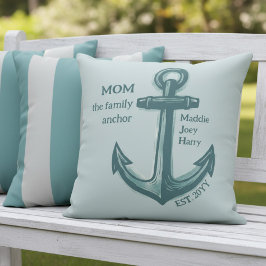 Almofada Nautical Mom Family Anchor Sea Green Heritage