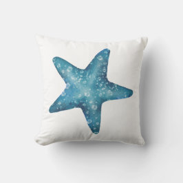 Almofada Nautical Watercolor Blue Starfish