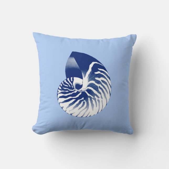 Almofada Nautilha - marinho, branco e azul claro (Frente)
