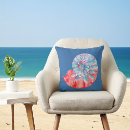 Almofada Náutilos de Cinza Vermelha Azul