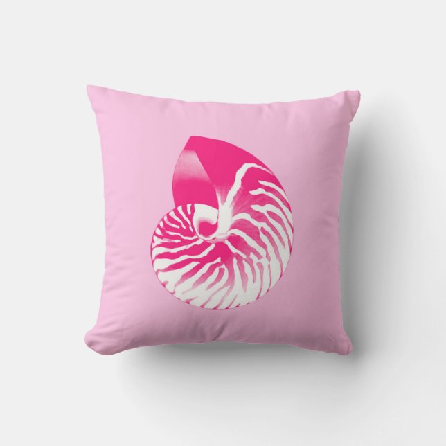 Almofada Nautilus - cor-de-rosa fuchsia e branco (Frente)