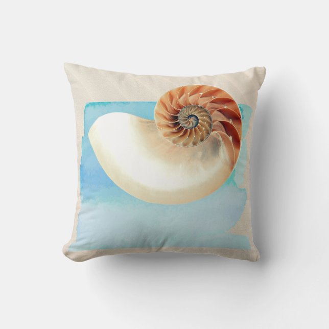Almofada Nautilus Seashell e Travesseiro decorativo de arei (Frente)