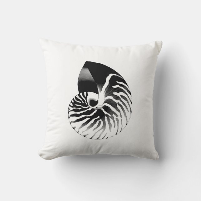 Almofada Nautilus shell - preto, cinza e branco (Frente)
