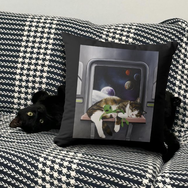 Almofada Nave Espacial Gato Tabby Verde Alien Stuffie Ficçã (Criador carregado)