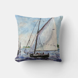Almofada Navigação ao longo da aguarela dos veleiros das