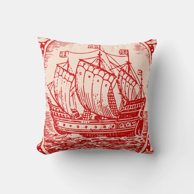 Almofada Navio Clássico Antique Vintage Naval Adventurer (Frente)