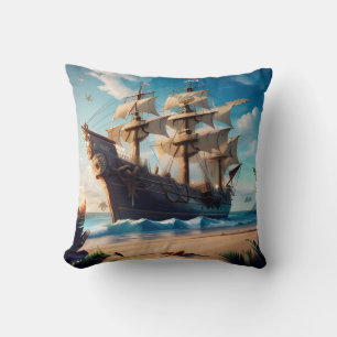 Almofada Navio de pirata de praia tropical