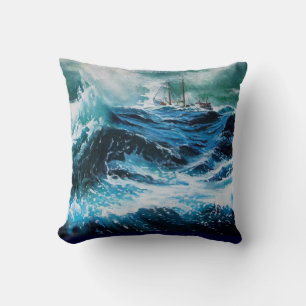Almofada Navio no mar em tempestade