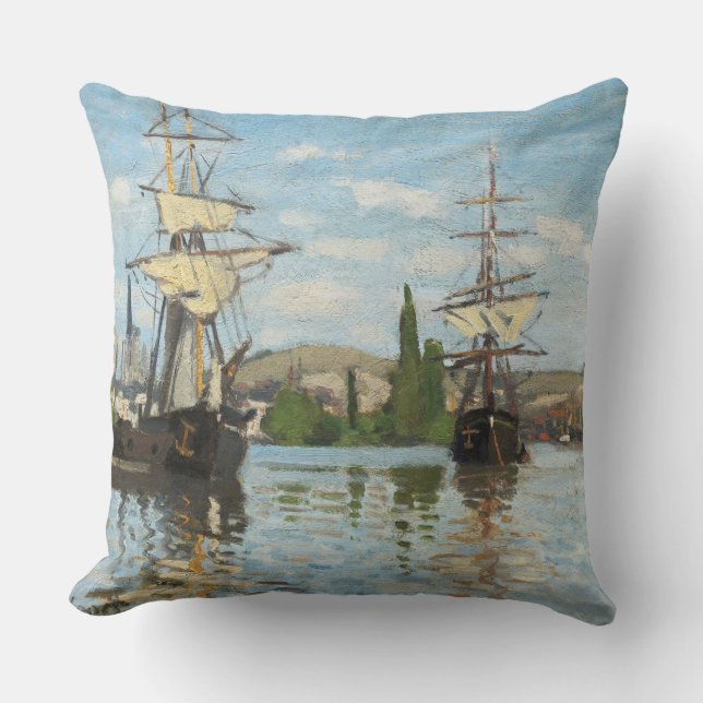 Almofada Navios de Claude Monet | que montam no Seine em (Frente)
