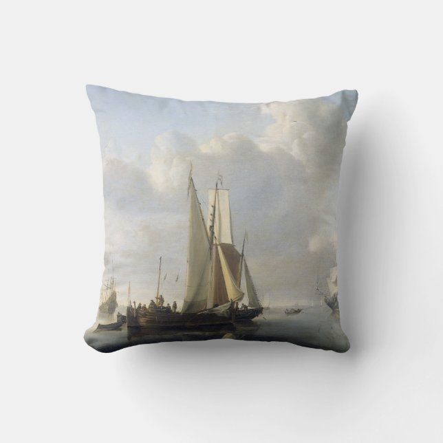 Almofada Navios na costa, Willem van de Velde (II), (Frente)