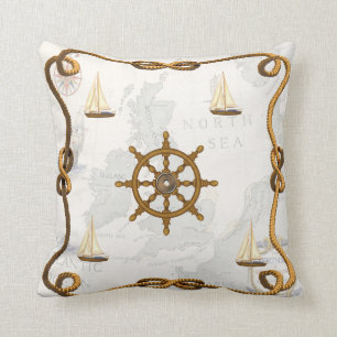 Almofada Navios náuticos roda e travesseiro decorativo dos