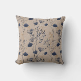 Almofada Navy Botanical Wildflower Throw Pillow
