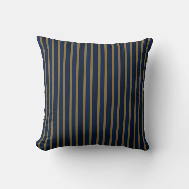 Almofada Navy, Dark Blue and Gold Stripes (Frente)