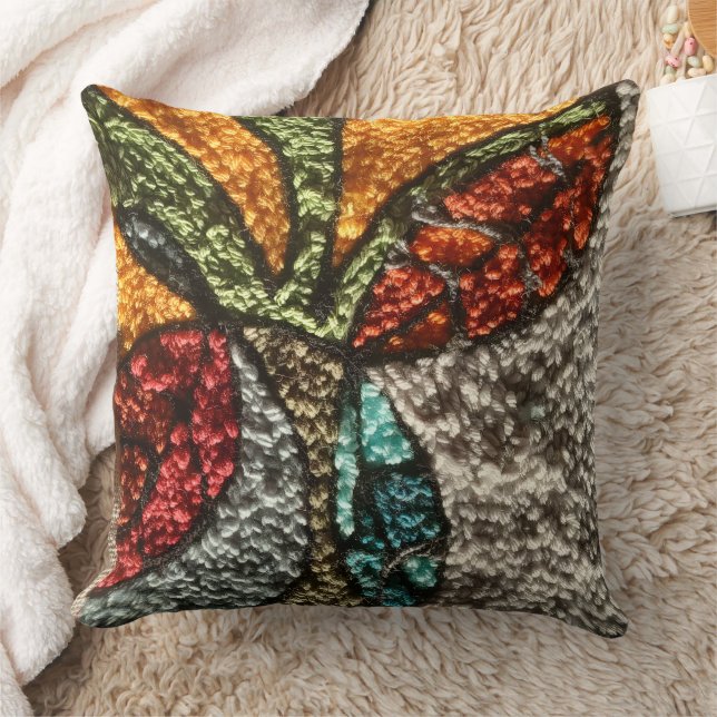 Almofada needle punch design abstract leaf and tree pillow (Cobertor)