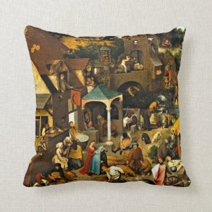 Almofada Neerlandês Proverbs-1559 Pieter Bruegel Elder